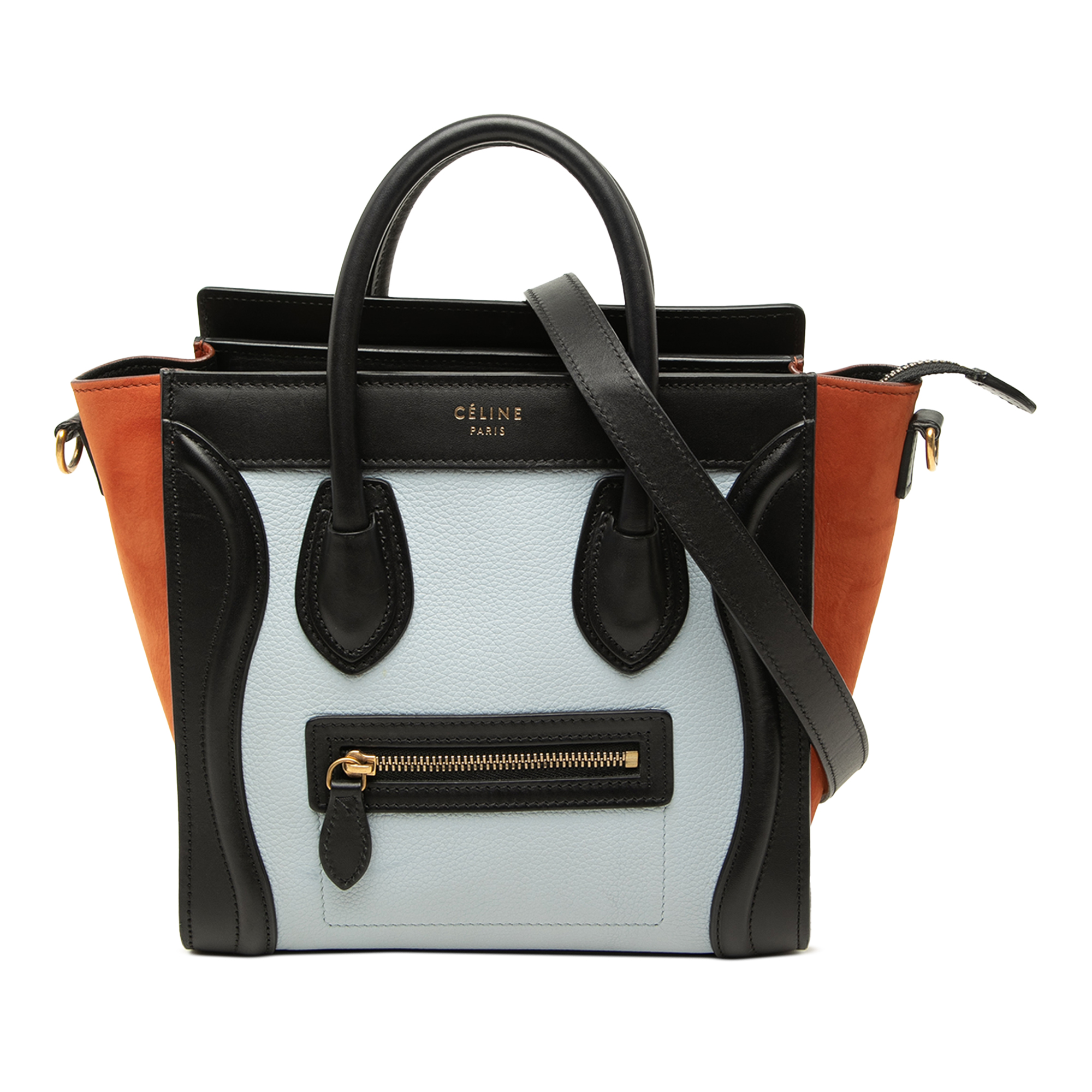Pre-Loved Celine Nano Tricolor Nubuck And Drummed Calfskin Luggage Tote