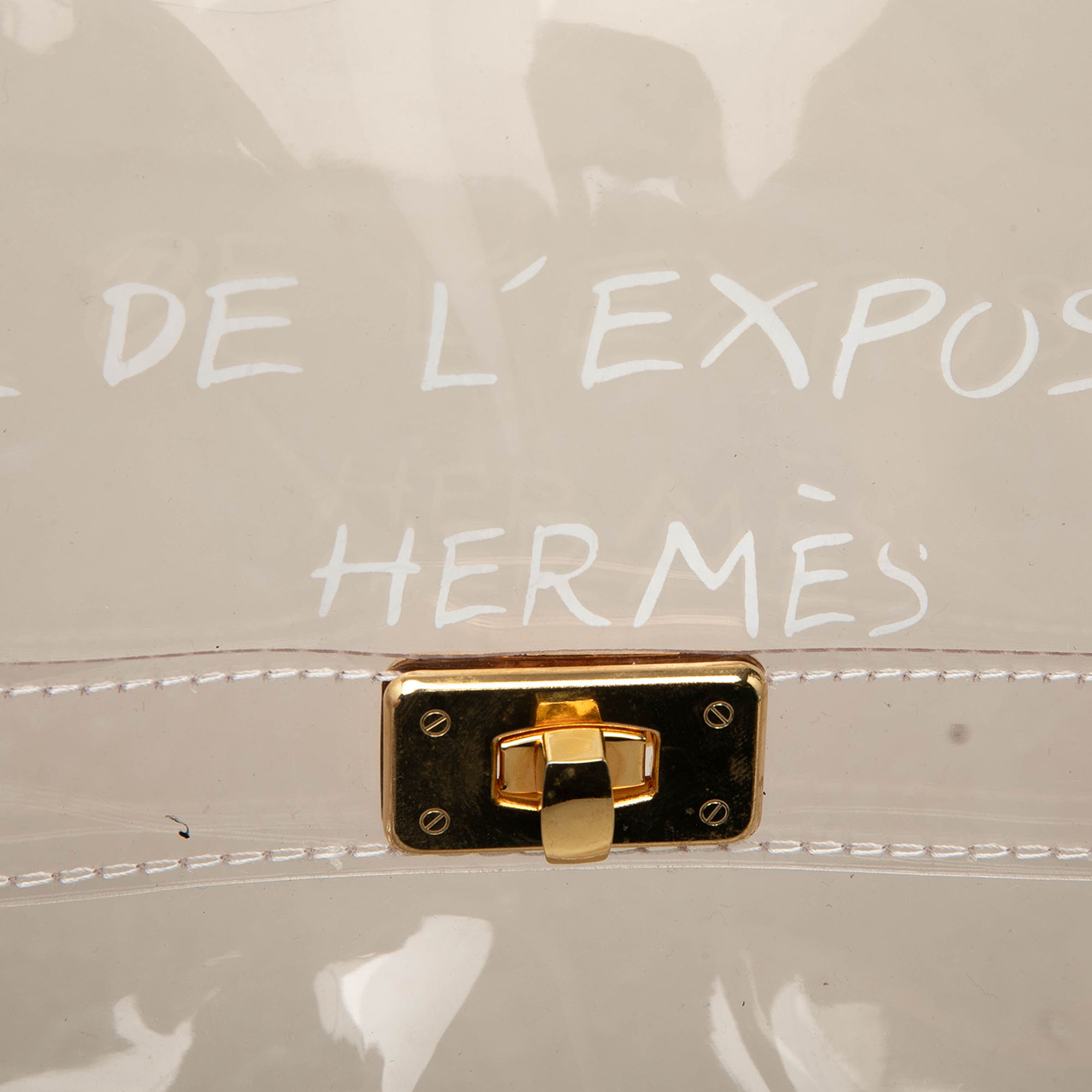 Hermès Vinyl Souvenir de L'Exposition Kelly Handbag, Clear White
