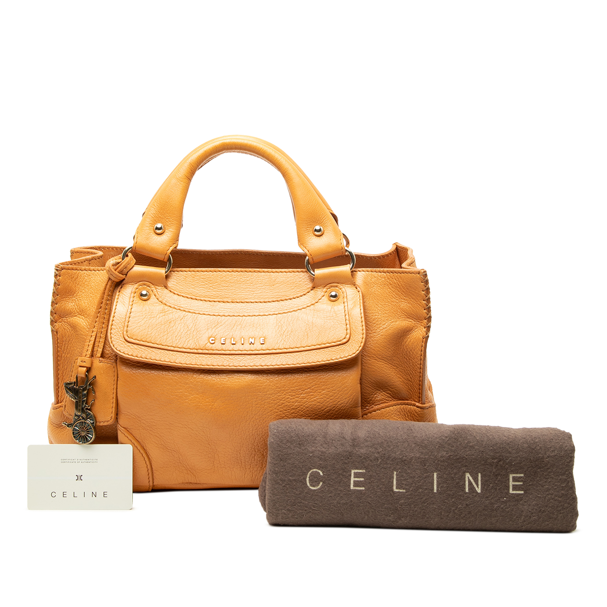 Pre-Loved CELINE Leather Boogie Pocket Handbag, Yellow