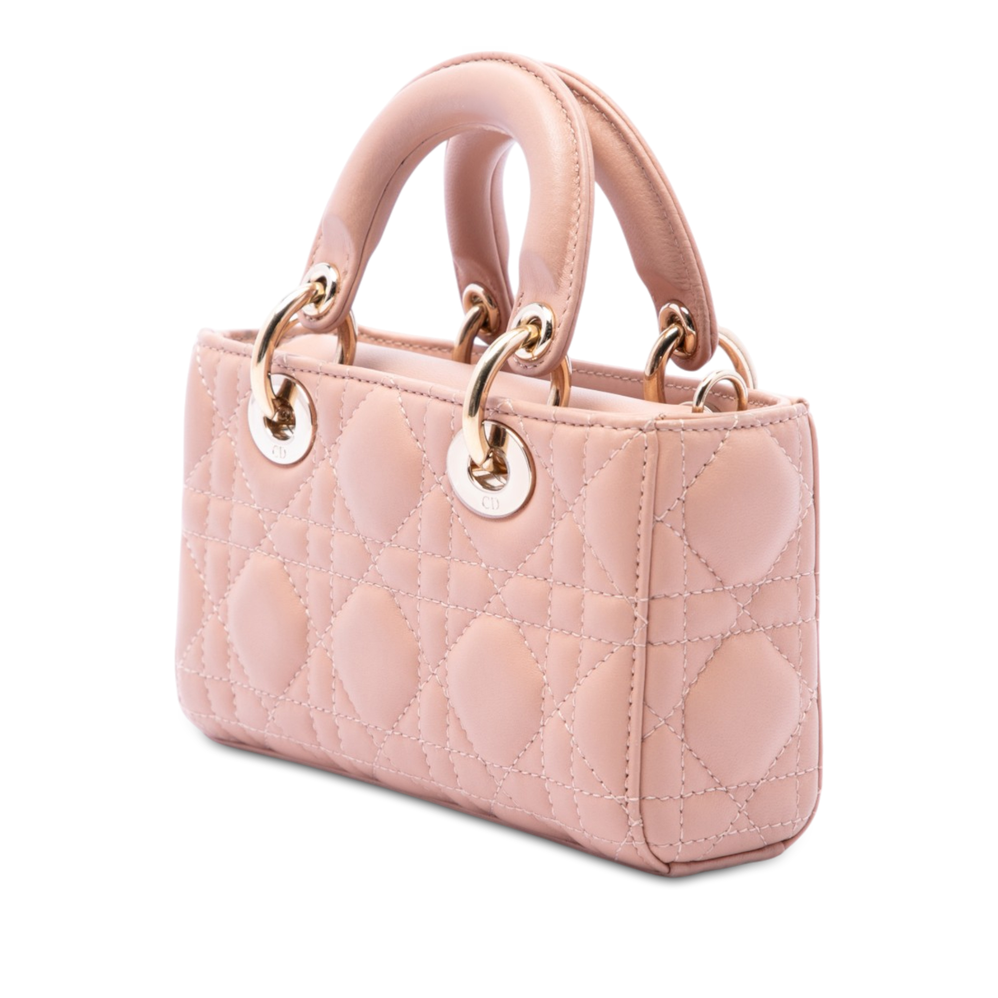 Pre-Loved Dior Micro Lambskin Cannage Lady D-Joy, Pink