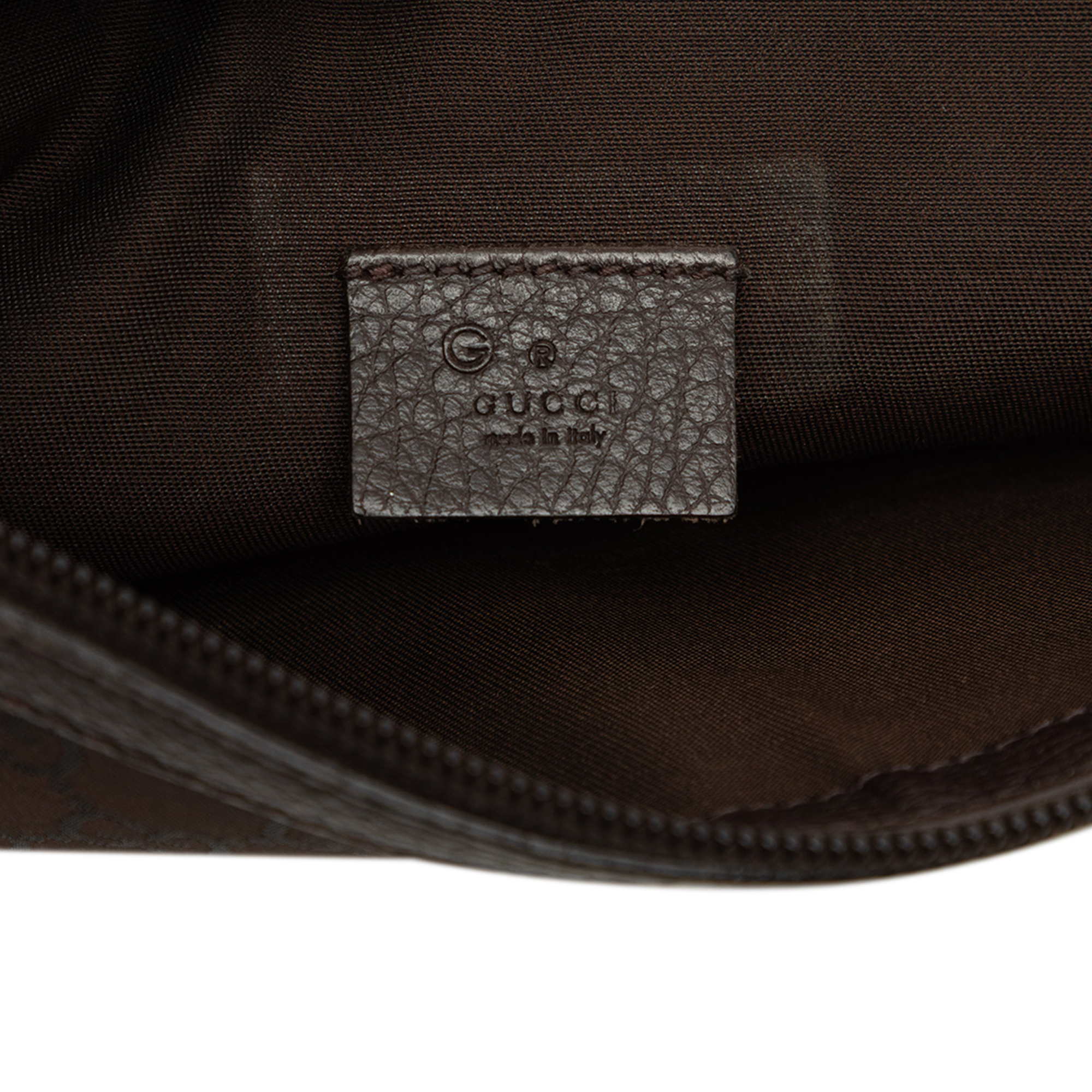 Pre-Loved Gucci GG Nylon Top Zip Clutch, Brown
