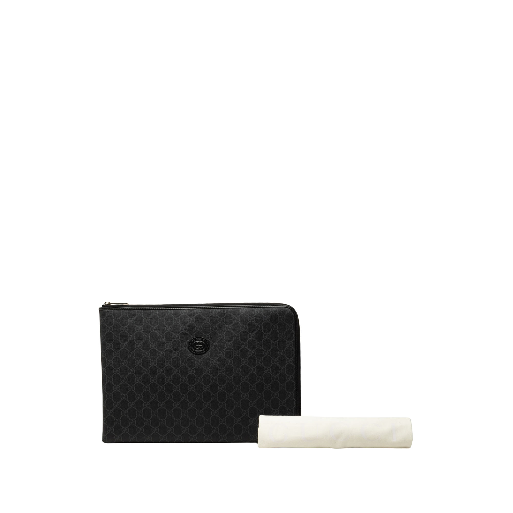 Pre-Loved Gucci GG Supreme Interlocking G Clutch, Black