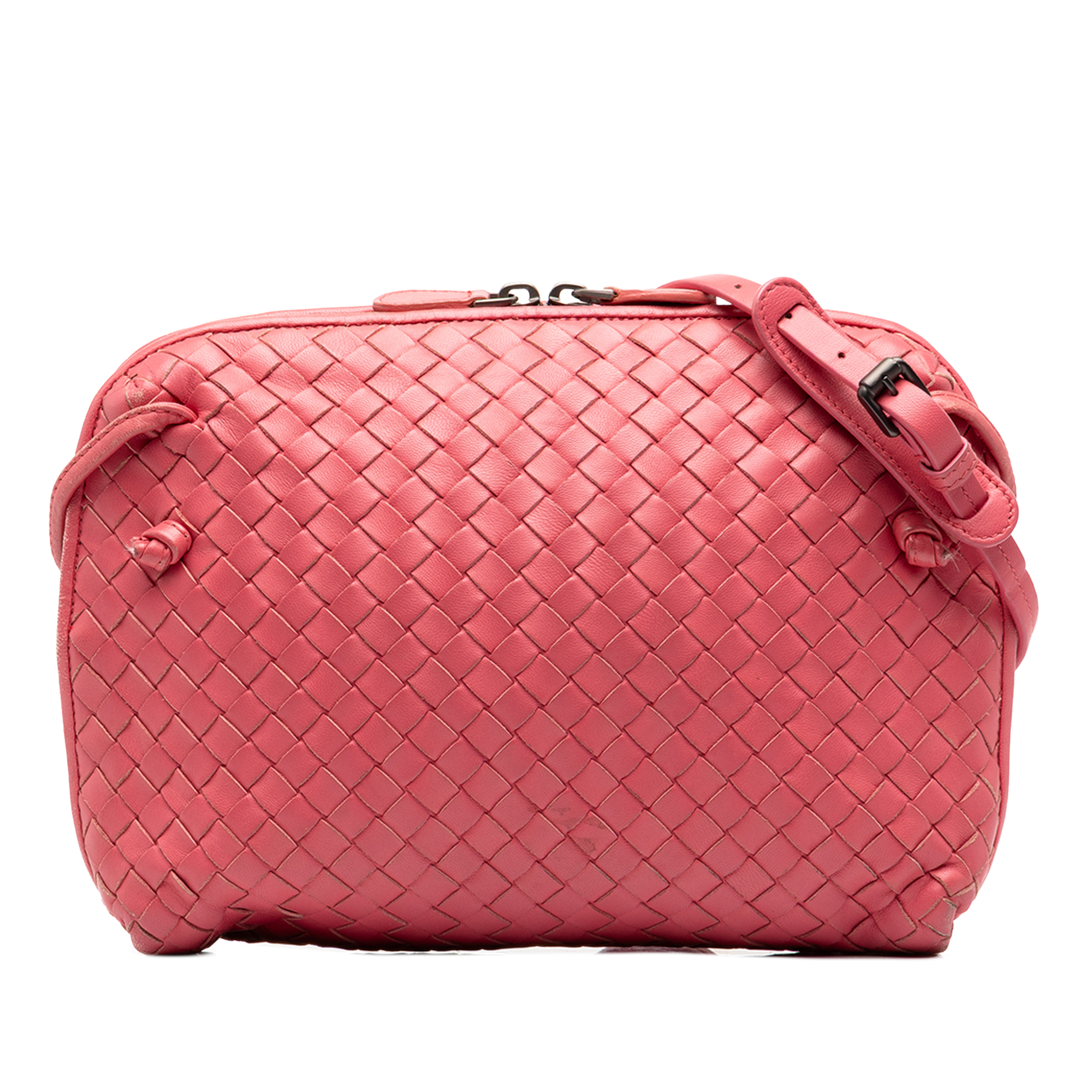 Pre-Loved Bottega Veneta Nappa Intrecciato Nodini Crossbody, Pink