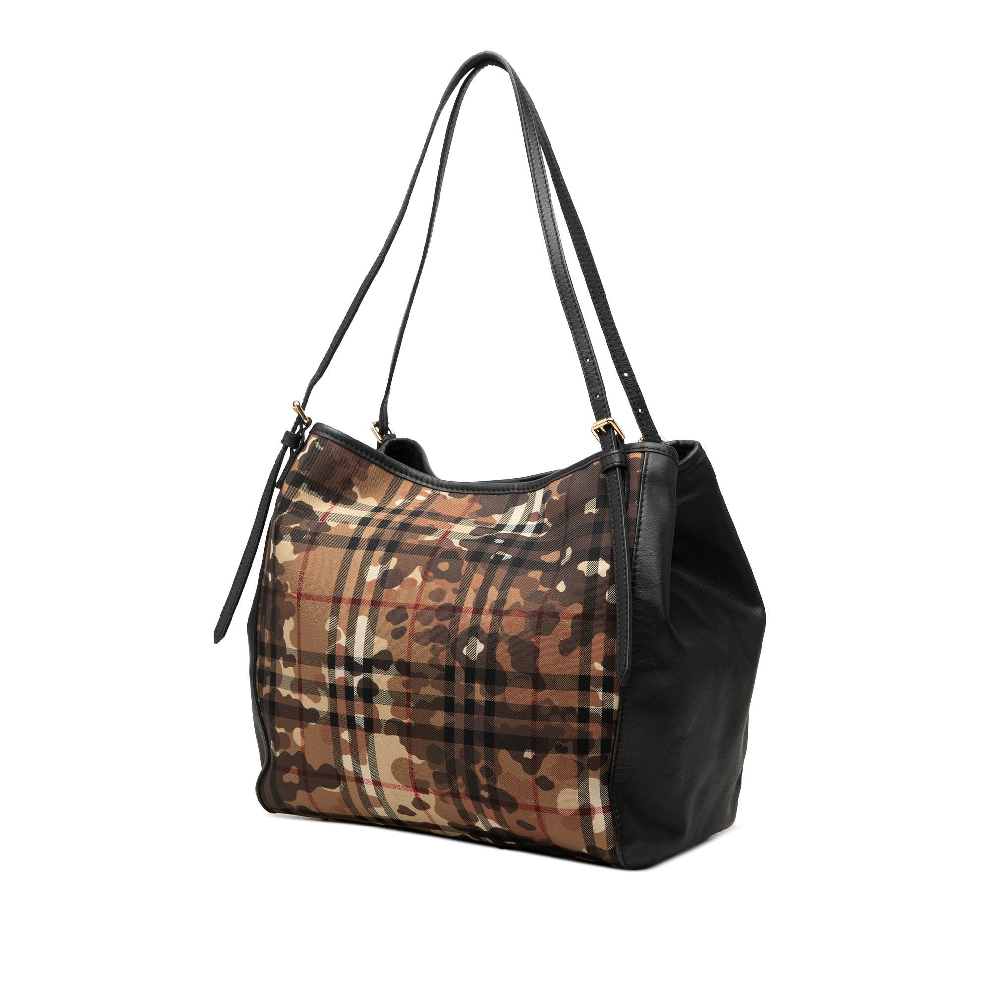 Pre-Loved Burberry Small Haymarket Check Canvas and Calfskin Camouflage Canterbury Tote