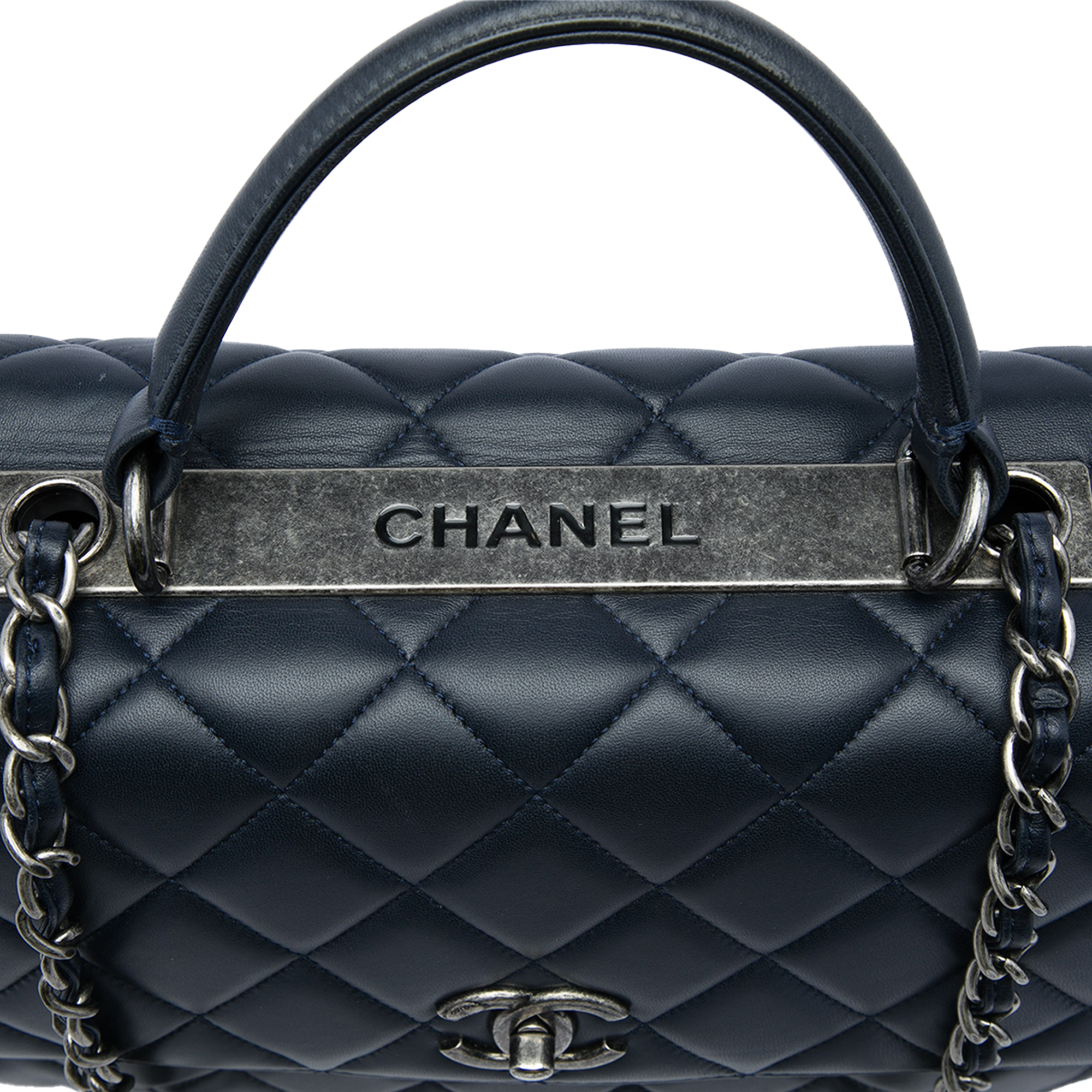Pre-Loved Chanel Large Lambskin Trendy CC Top Handle Flap, Blue