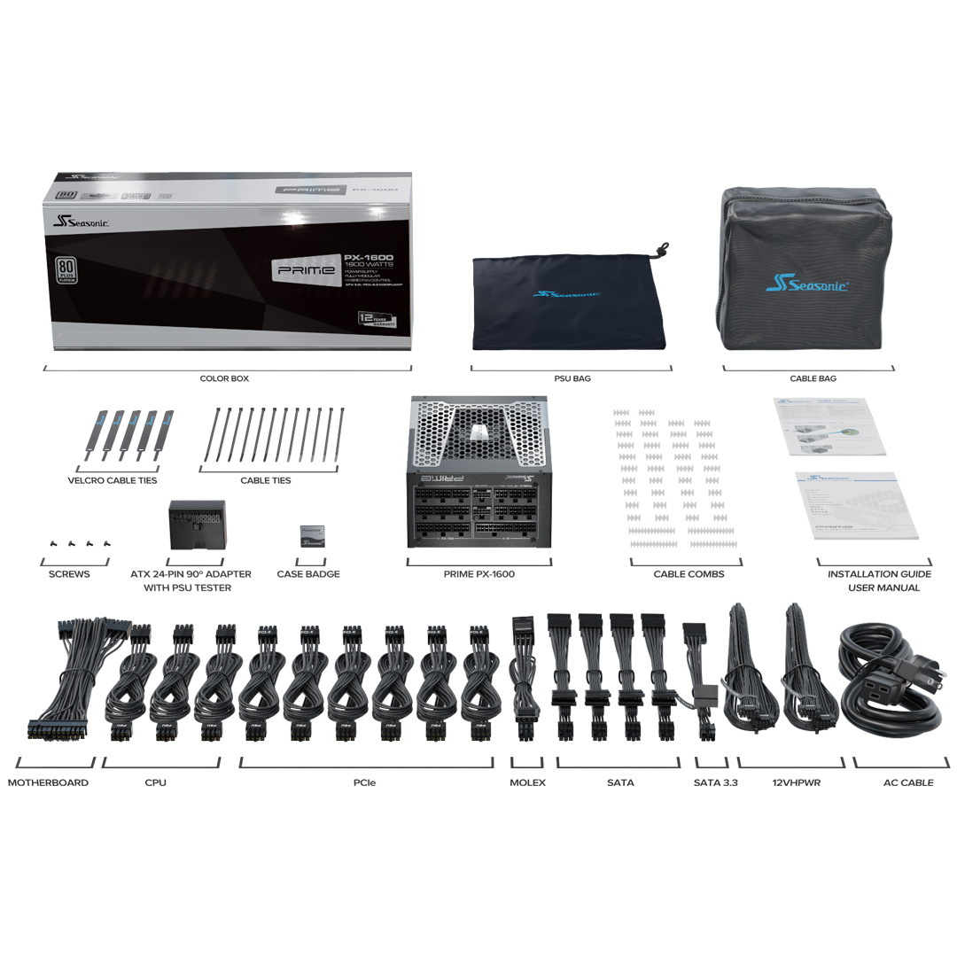 Seasonic Prime PX-1600 Platinum 1600W ATX 3.0 Power Supply unit
